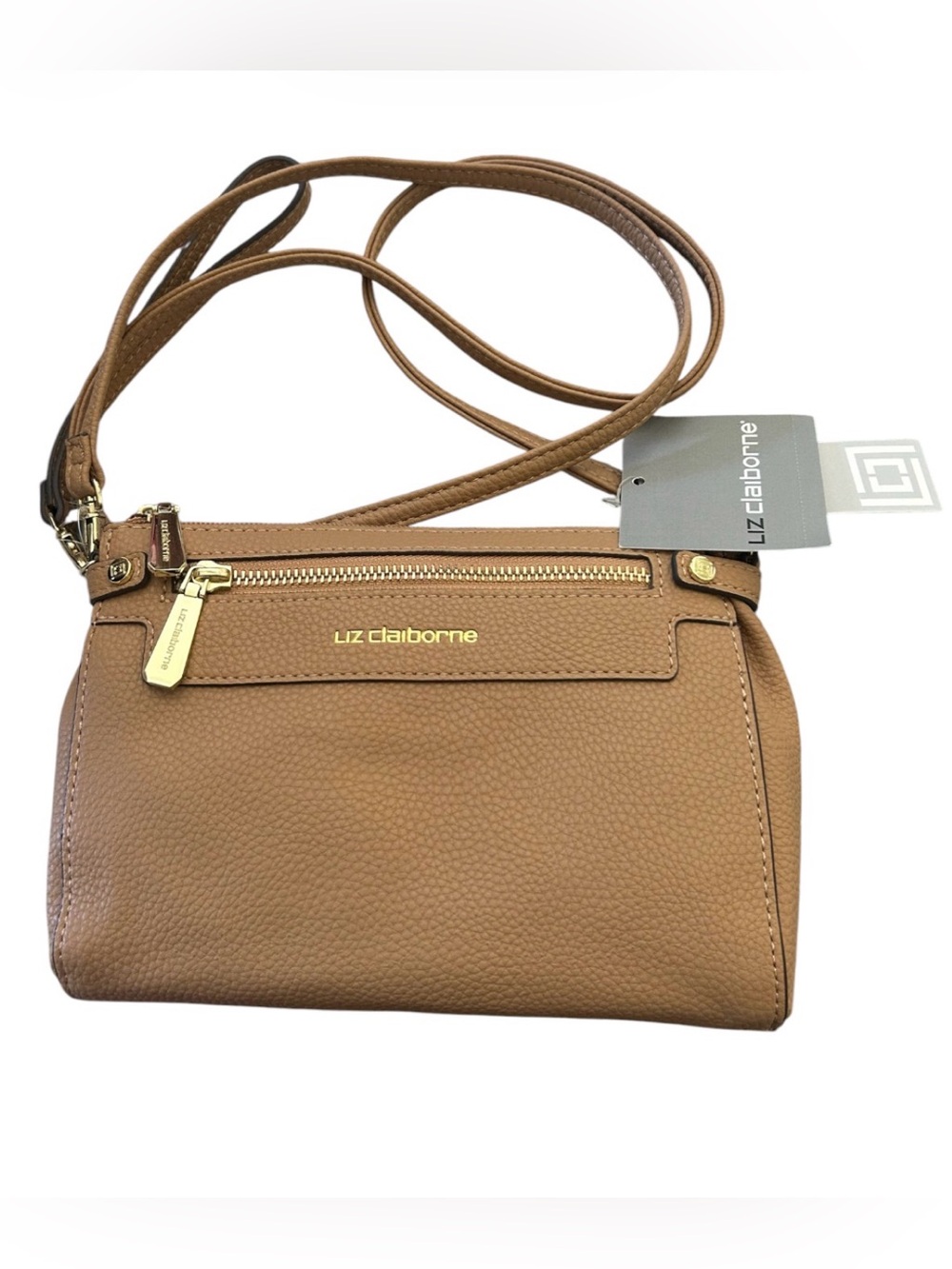 Liz Claiborne Tan Pebbled Leather Convertible Crossbody